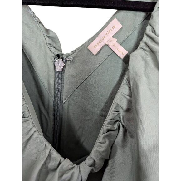 Rebecca Taylor linen blend sage ruffle dress size 0 - Picture 4 of 6